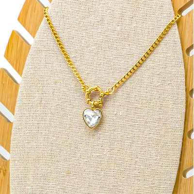 Collier coeur de cristal blanc transparent