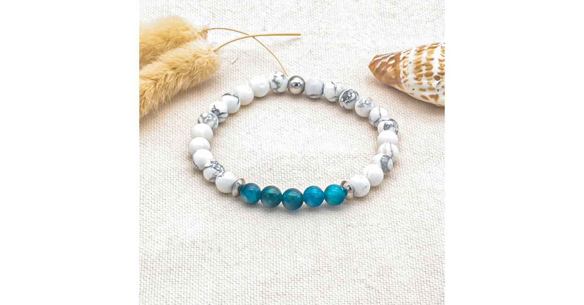 Bracelet Minceur Pierres Naturelles – Howlite, Apatite, Cornaline – Budget Beauté