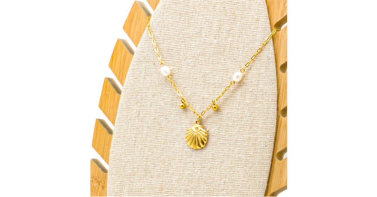 Collier En Perles De Culture Et Nacre Orange Doré - Très Joli, Neuf Sans Emballage