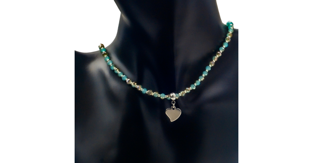 Collier Pendentif Coeur Ouvert Perles De Verre Nacré - Fantaisie Fille
