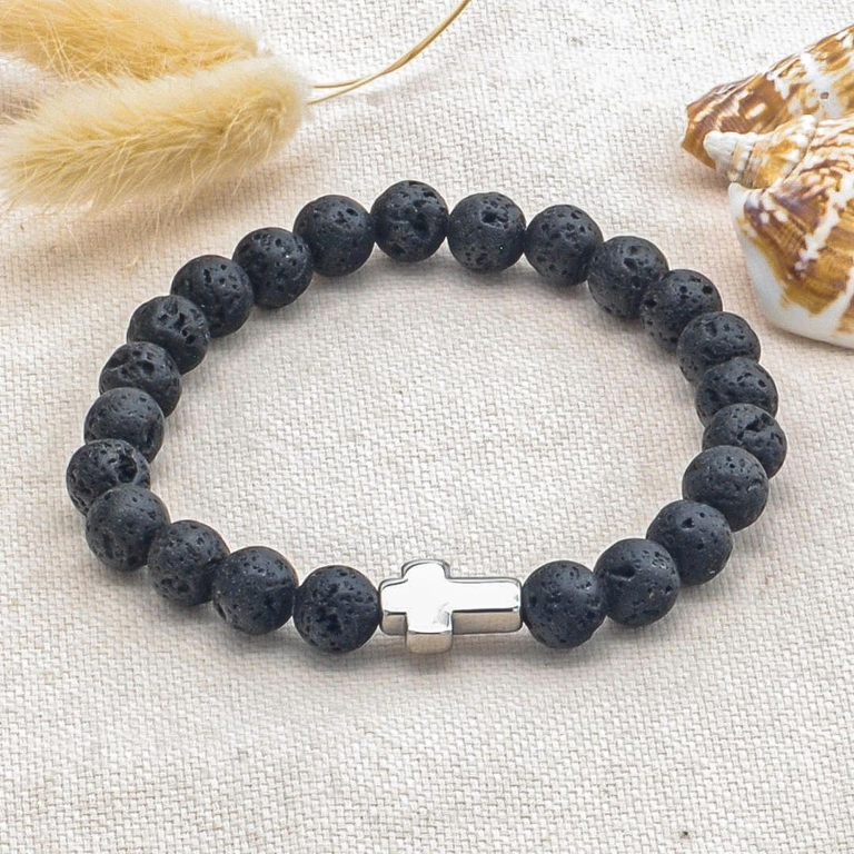 Ninanina Bracelet Homme Pierre Volcanique Bracelet Perle Pierre