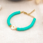 Bracelet marguerite nacre perles heishi