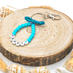 Porte-clés personnalisés perles bleues