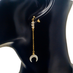 Boucles d'oreilles puce doré demi lune nacre