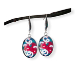 Boucles d'oreilles pendantes ovale, serpent blanc, rose rouge, acier inoxydable argent 3