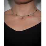 Collier minimaliste ras de cou, pendentif trèfle, pierre naturelle jade verte, chaîne acier inoxydable argent 1