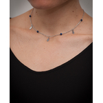 Collier minimaliste ras de cou, pendentif navette, pierre naturelle lapis lazuli, chaîne acier inoxydable argent 1