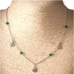 Collier minimaliste ras de cou, pendentif trèfle, pierre naturelle jade verte, chaîne acier inoxydable argent 5