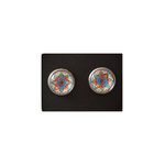 Puces d'oreilles mandala coloré, géométrie multicolore, acier inoxydable argent 5