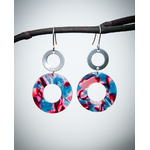 Boucles doreilles pendentif rond acétate rouge bleu, anneau acier inoxydable argent 1