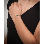 Bracelet minimaliste pendentif trèfle, pierre naturelle jade verte, chaîne acier inoxydable argent 3
