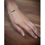 Bracelet minimaliste pendentif trèfle, pierre naturelle jade verte, chaîne acier inoxydable argent 4
