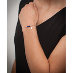 Bracelet minimaliste pendentif navette, pierre naturelle lapis lazuli, chaîne acier inoxydable argent 3