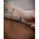 Bracelet minimaliste pendentif navette, pierre naturelle lapis lazuli, chaîne acier inoxydable argent 4