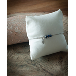 Bracelet minimaliste pendentif navette, pierre naturelle lapis lazuli, chaîne acier inoxydable argent 2