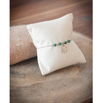 Bracelet minimaliste fleur, pierre naturelle malachite, chaîne acier inoxydable argent 1