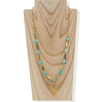 Collier sautoir bohème doré amazonite