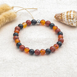 Collier Perles Cornaline Naturelle - Longueur 50 Cm - Cadeau Homme/femme - NEUF
