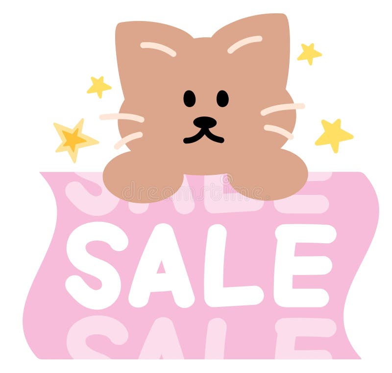 illustration-d-une-étiquette-de-soldes-pastel-avec-un-chat-pour-les-achats-en-ligne-le-marketing-la-promotion-autocollant-430960569