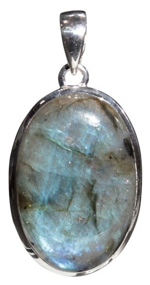 Pendentif Ovale en Argent - Pierre de Labradorite 3 cm