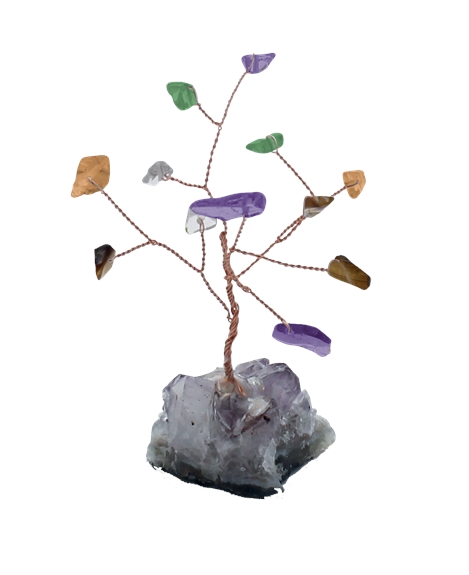 Arbre du Bonheur Quartz multicolore 12 pierres