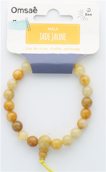68988-2-Bracelet Mala en Jade Jaune