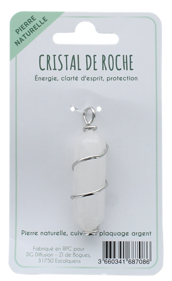 68708-2-Pendentif en Cristal de Roche Pointe