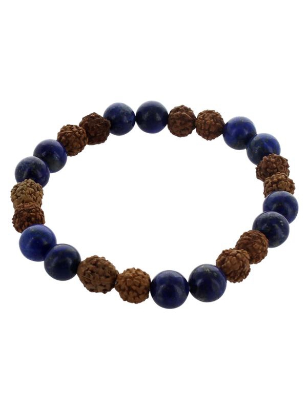 Bracelet Lapis Lazuli et Rudraksha Perles rondes 8 mm