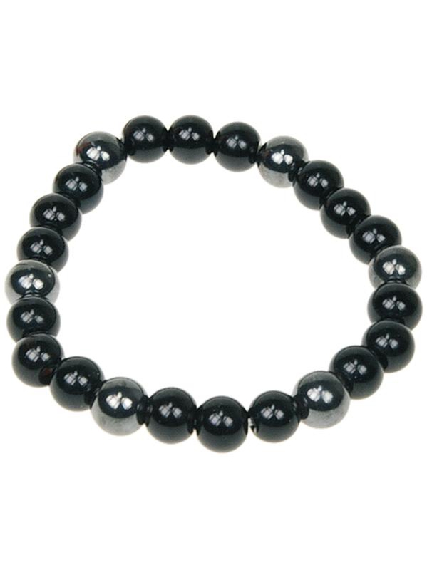 70020.1.Bracelet Onyx et Hématite Perles rondes 8 mm