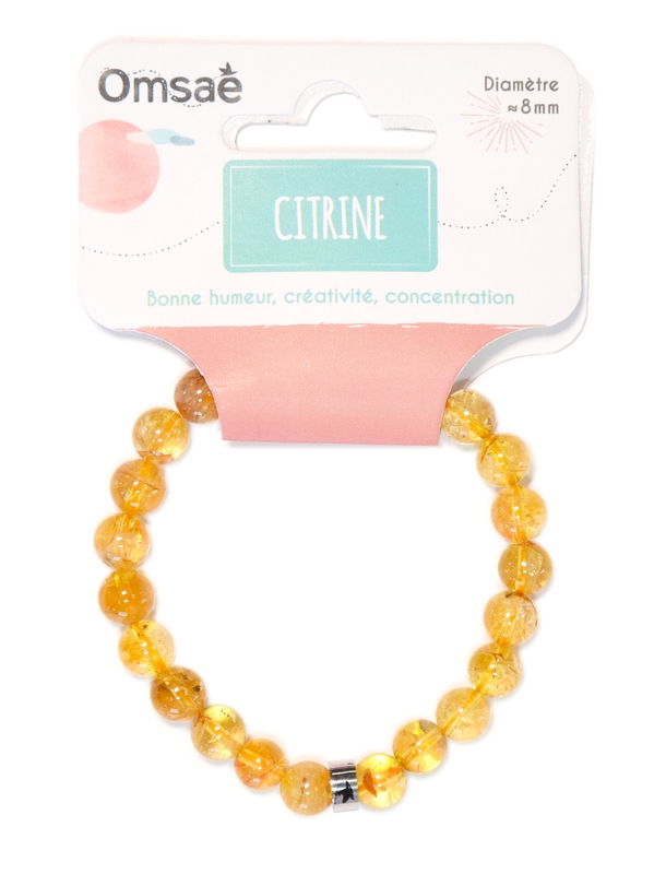 71495.Bracelet Citrine Perles rondes 8 mm