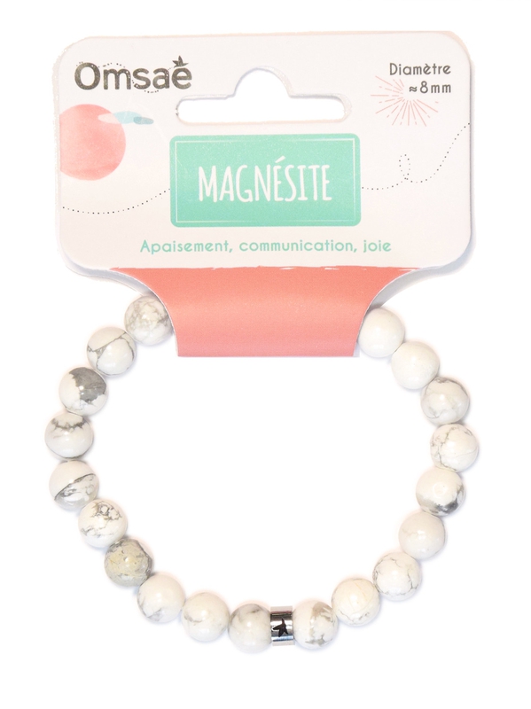 71472.1.Bracelet Magnésite Perles rondes 8 mm