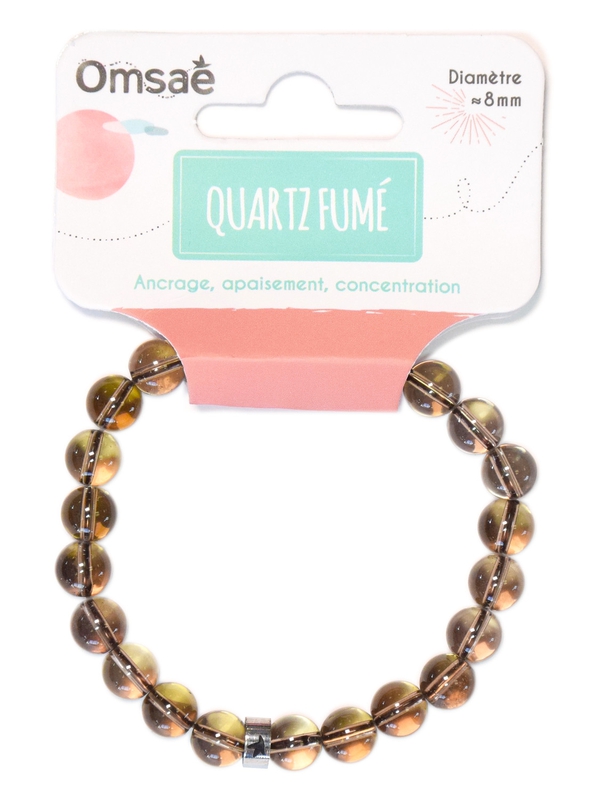 71449.Bracelet Quartz Fumé Perles rondes 8 mm