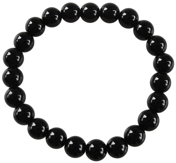 Bracelet Perles Rondes Onyx Noir 8 mm