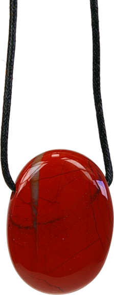 Pendentif Pierre Ovale Jaspe Rouge