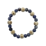 69995.1.Bracelet Sodalite Perles rondes 8 mm et Perles bois 1 cm