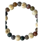69998.Bracelet Agate Multicolore Perles rondes 8 mm et Perles bois 1 cm