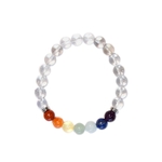 71482.1.Bracelet 7 Chakras Cristal de Roche Perles rondes 8 mm