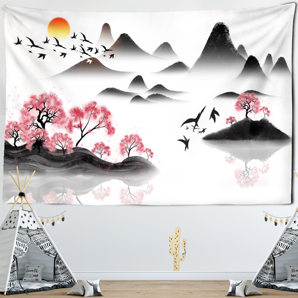 Wall Tapestry Art | Japanese Winter Twilight