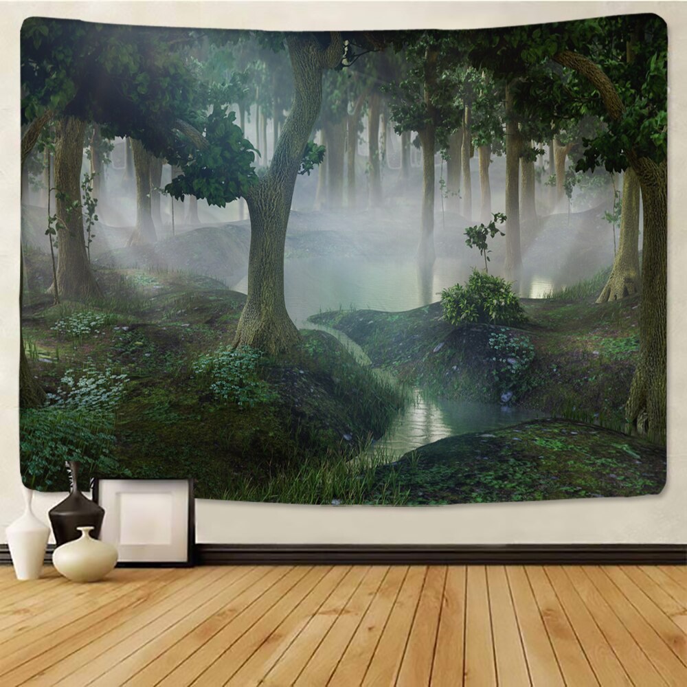 Wall Tapestry Nature Forest Mist