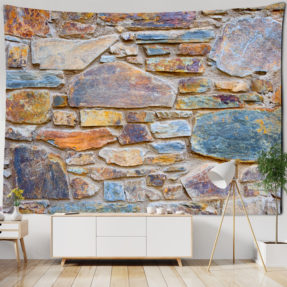 Wall Tapestry Imitation | Colored large stone wall