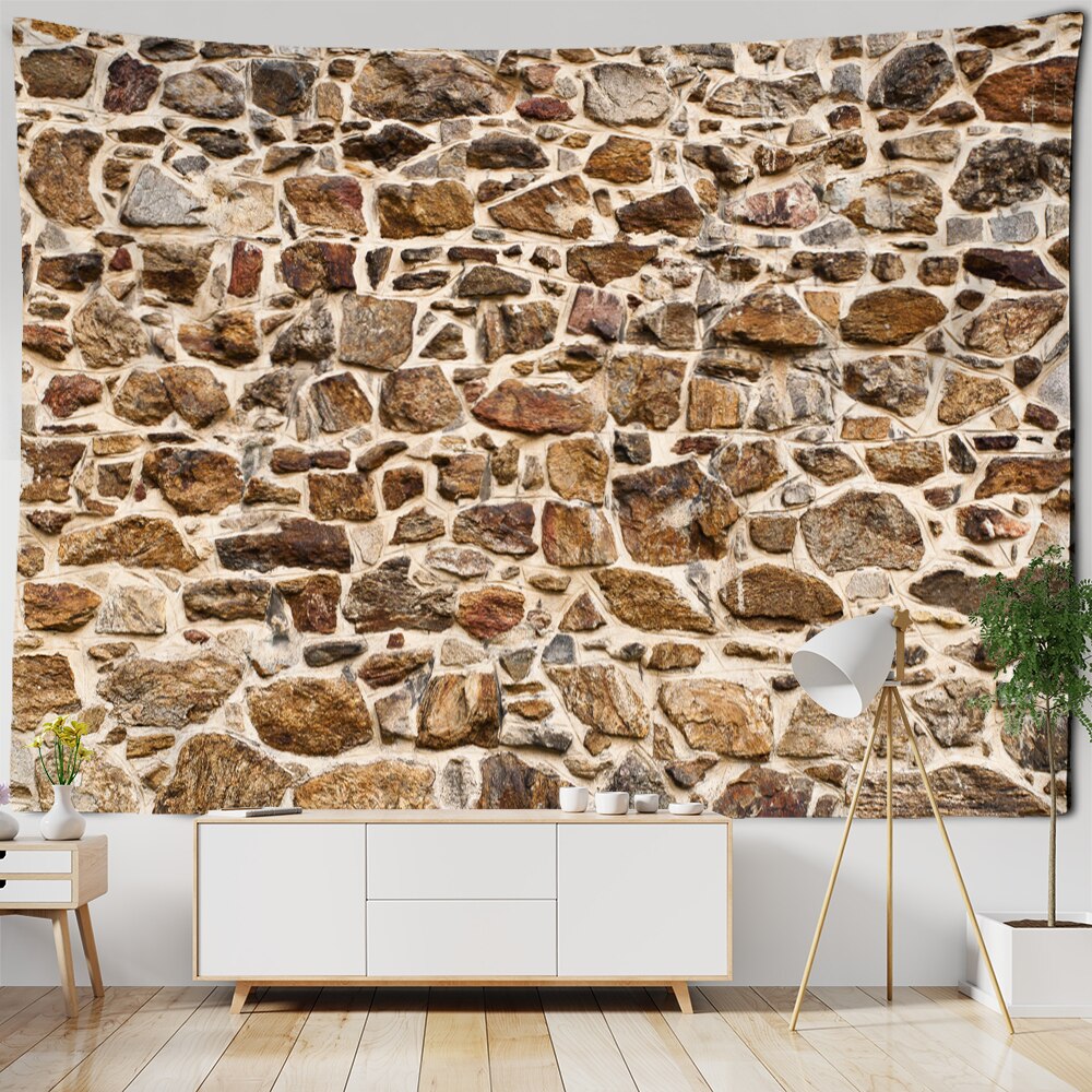 Wall Tapestry Imitation | Brown stone wall