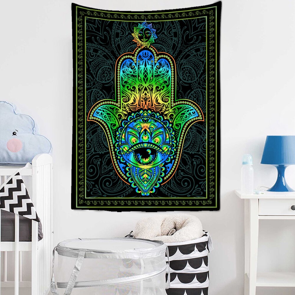 Wall Tapestry Spirituality | Green Mandala Fatma Hand