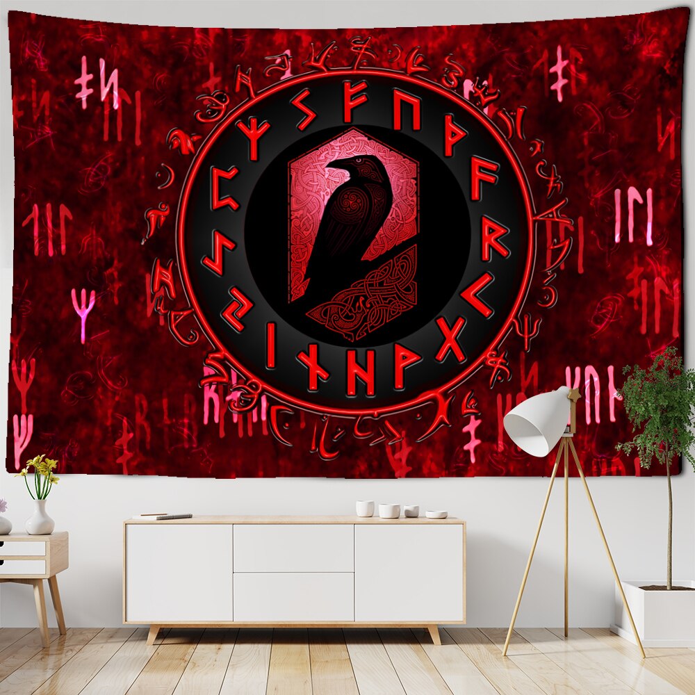 Wall Tapestry Spirituality | Viking Red Raven