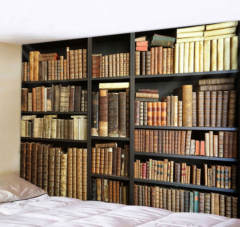 Wall Tapestry Imitation | Old Books Library