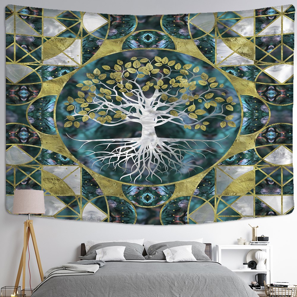 Wall Tapestry Bohemia | Cosmic Emerald Tree