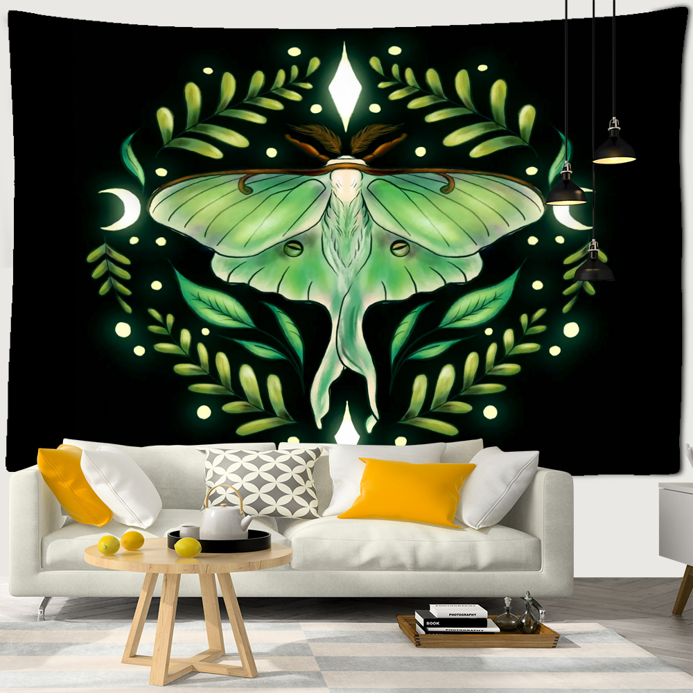 Wall Tapestry Bohemia | Green Butterfly Hatching
