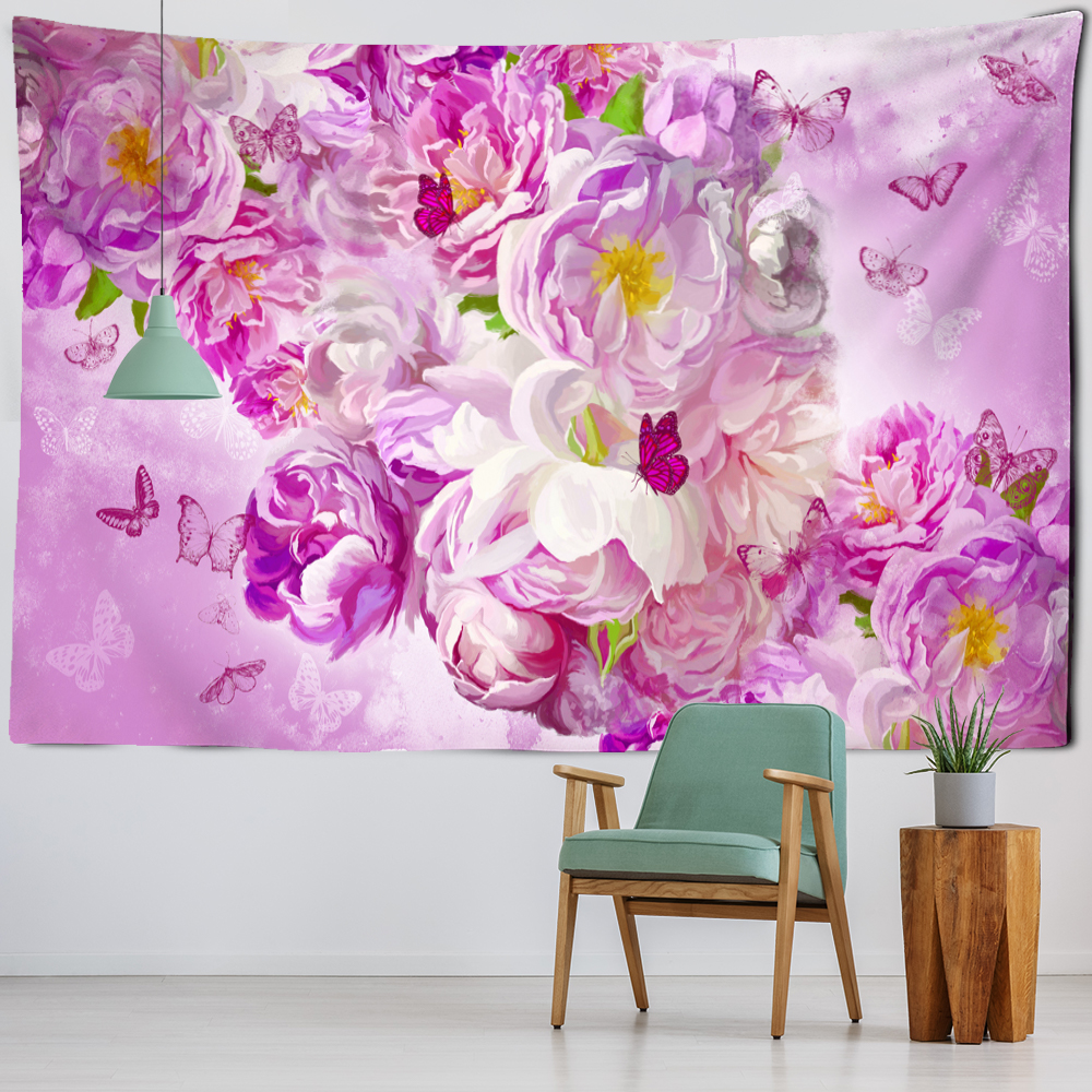 Wall Tapestry Nature | Butterfly flowers