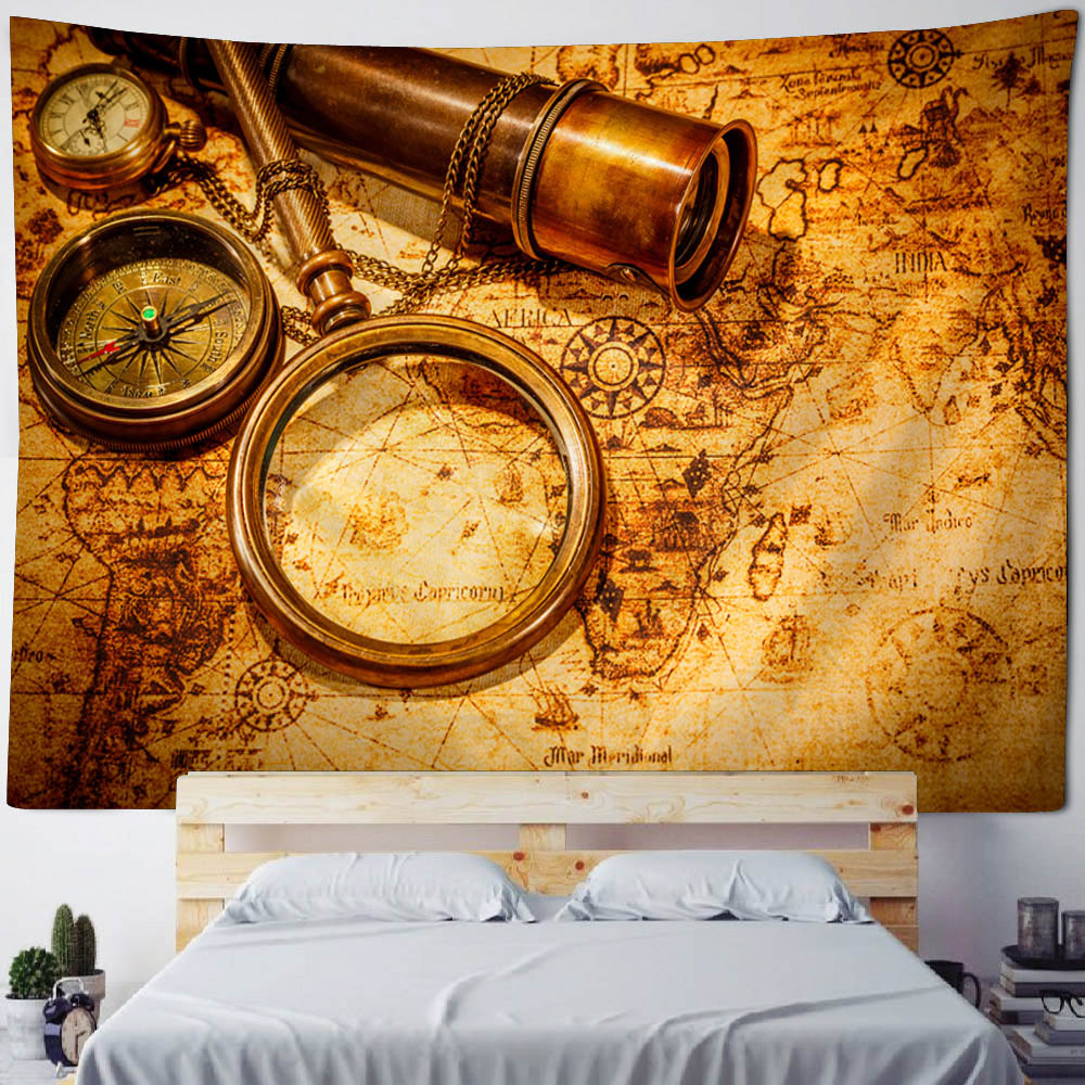 Vintage world map with tools