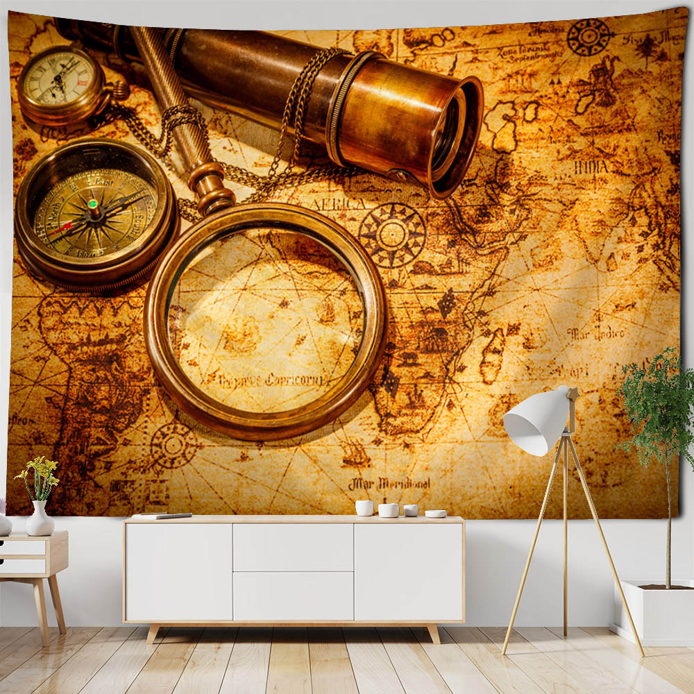Vintage world map with tools