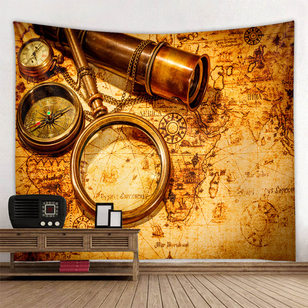 Vintage world map with tools